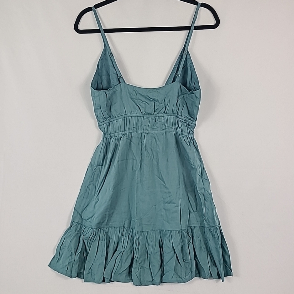 NEW Elan Women's Summer Mini Flowy Sundress Teal Blue Spaghetti Strap Sz S - Picture 5 of 5